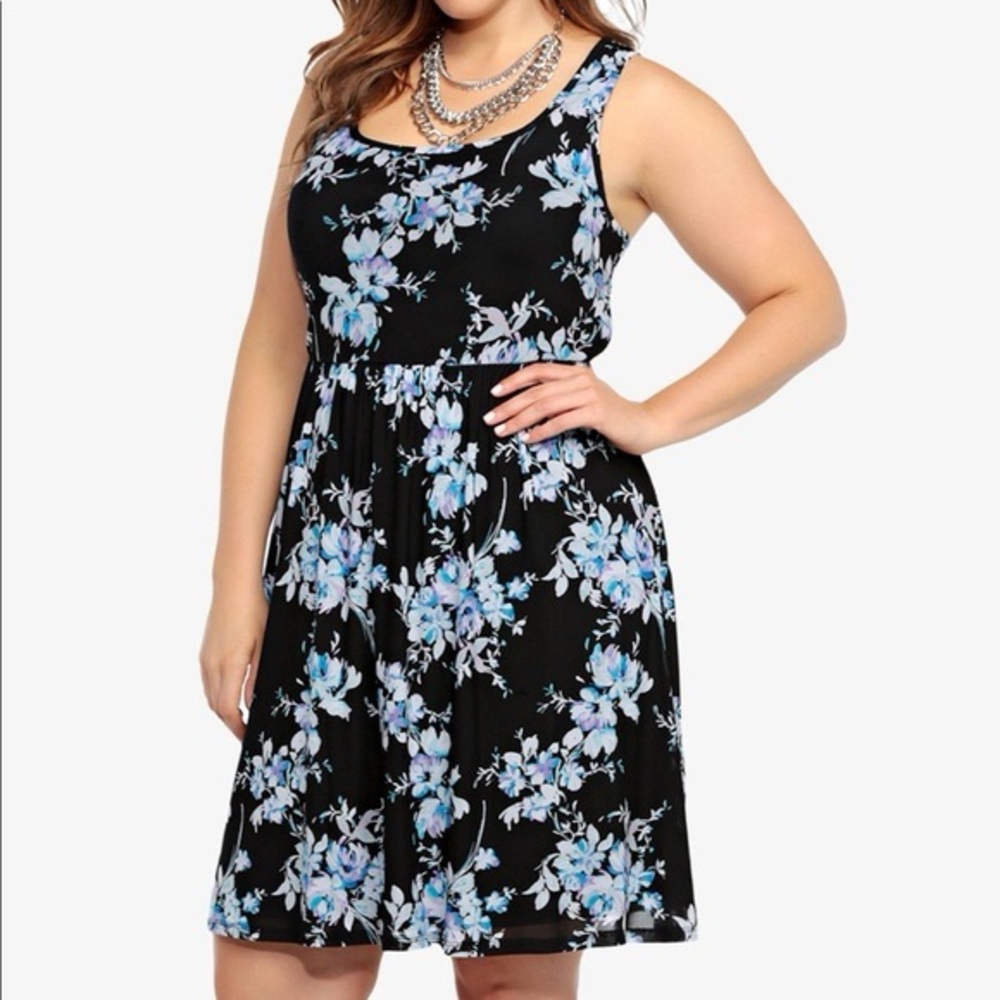 Torrid Floral Mesh Skater Dress size 1
